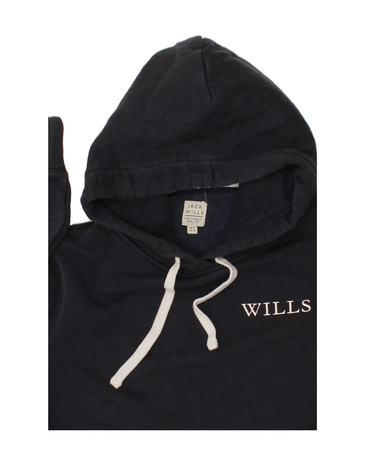 JACK WILLS Womens Hoodie Jumper UK 12 Medium Navy Blue Vintage Jack Wills and Second-Hand Jack Wills from Messina Hembry 