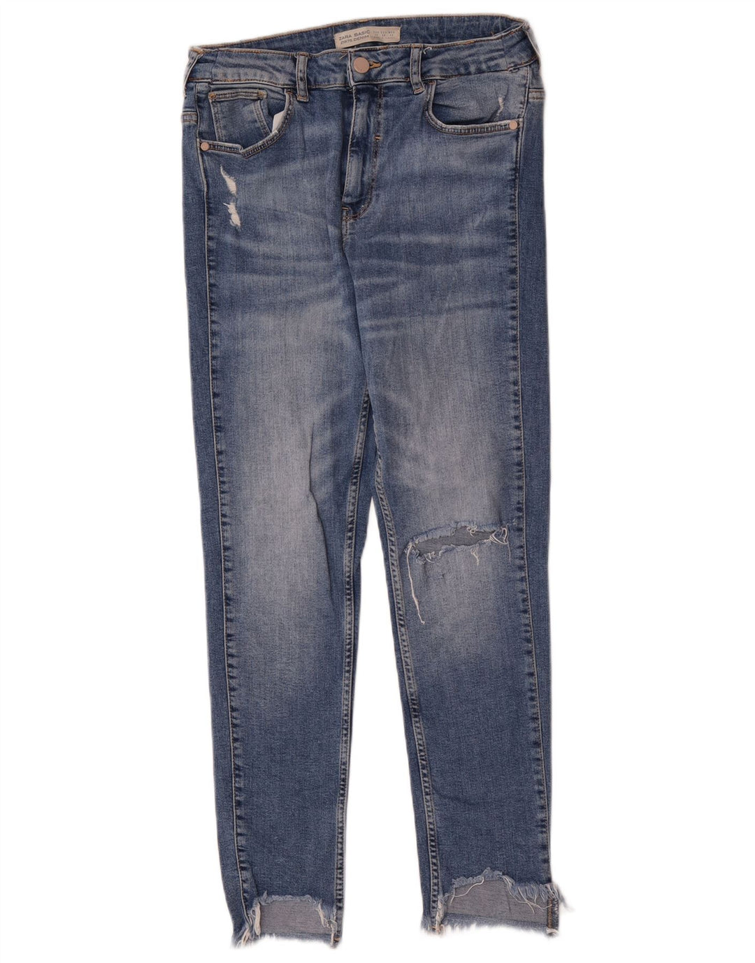 Zara Jean skinny effet vieilli pour femme EU 40 Medium W30 L27 Bleu