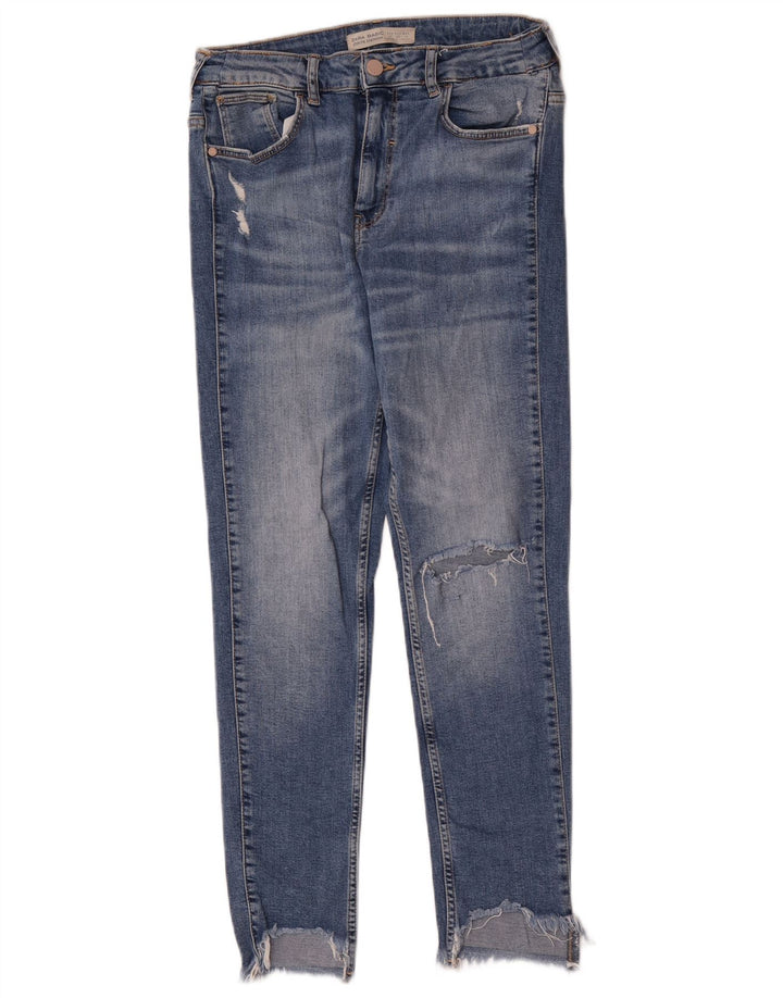 Zara Jean skinny effet vieilli pour femme EU 40 Medium W30 L27 Bleu