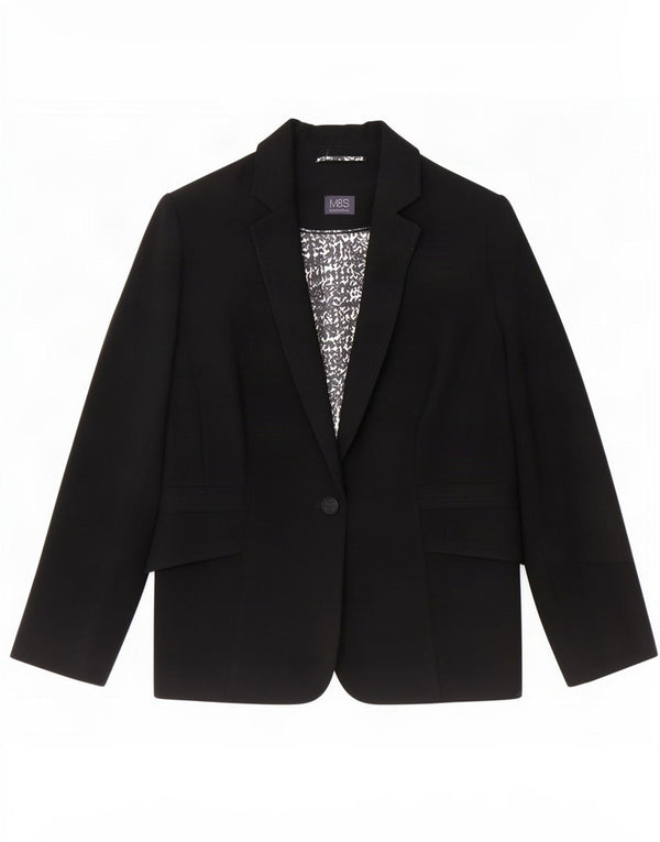 Marks & Spencer Veste blazer 1 bouton pour femme UK 20 2XL Noir Polyester