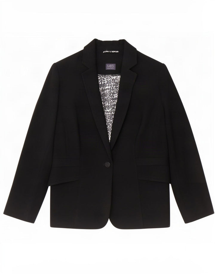 Marks & Spencer Veste blazer 1 bouton pour femme UK 20 2XL Noir Polyester