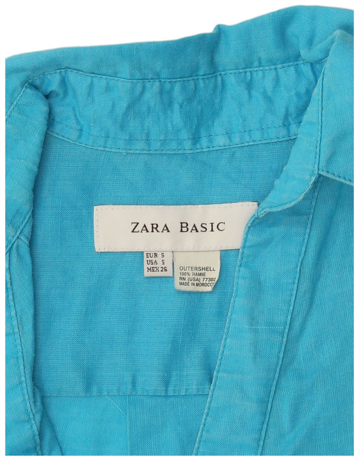 Robe chemise pull Zara pour femme UK 10 Small Blue Ramie