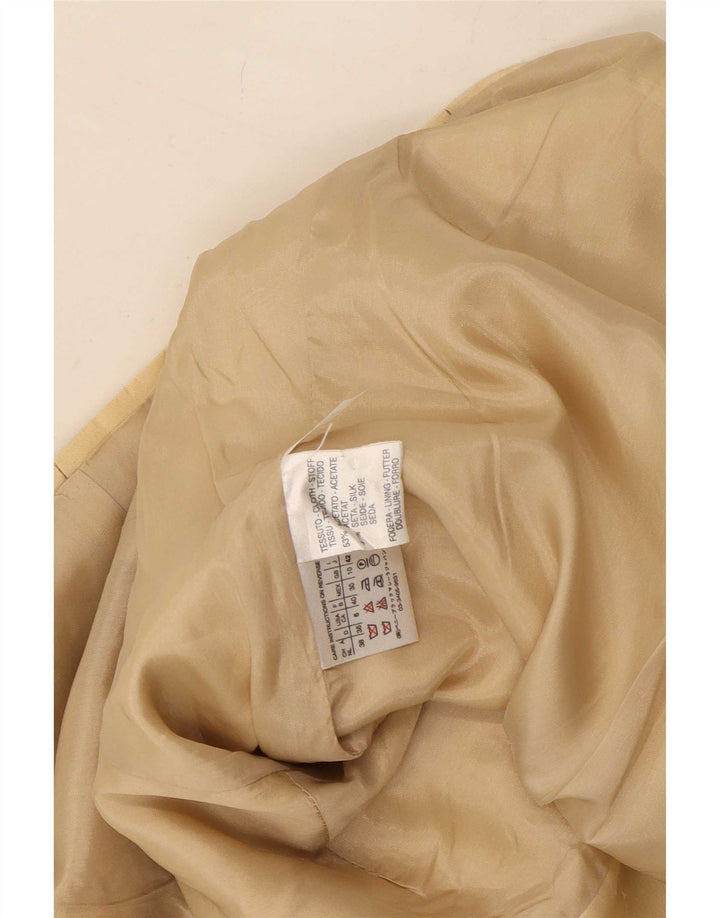 Marella Veste blazer à 1 bouton et manches 3/4 pour femme UK 10 Small Beige Acétate