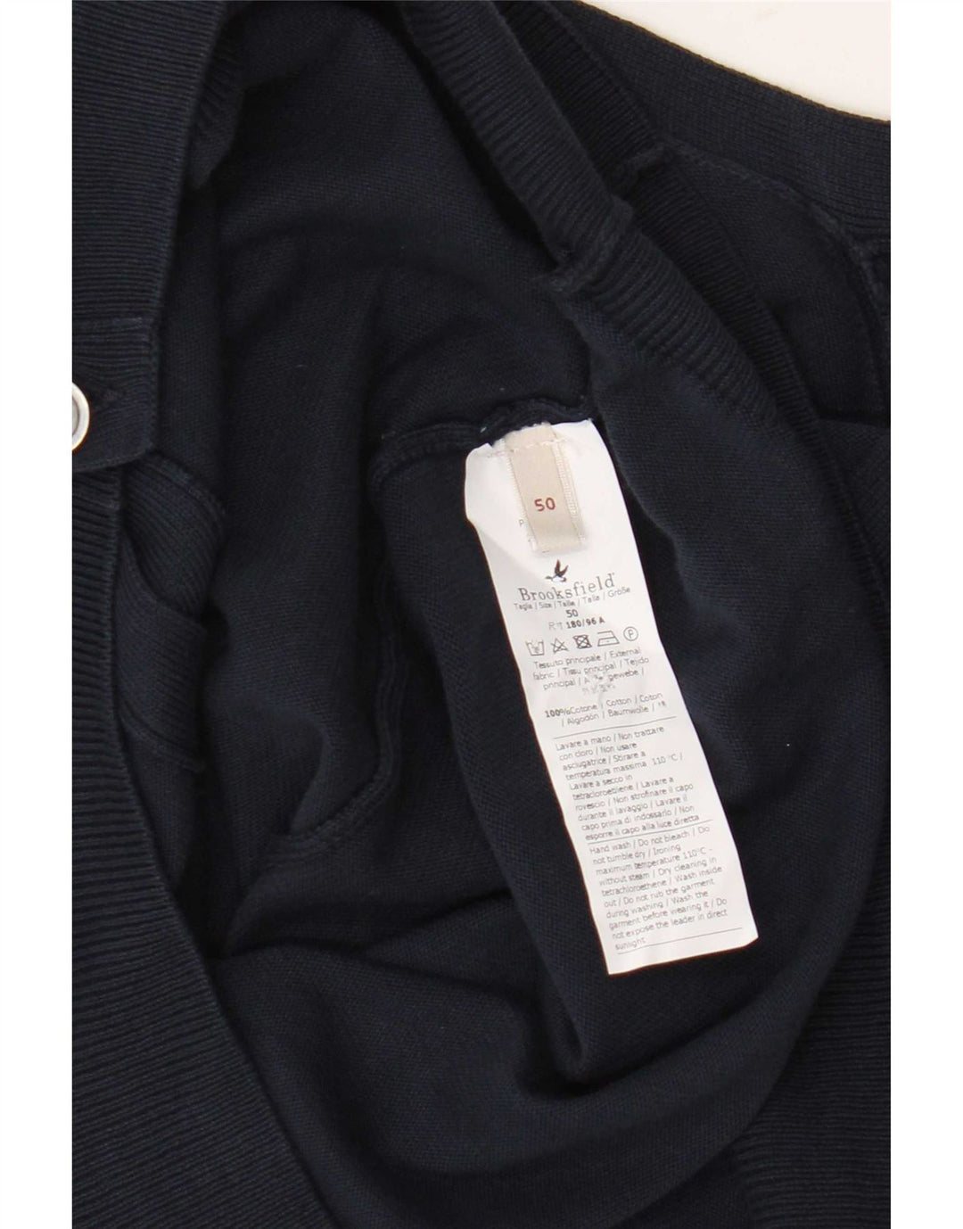 Brooksfield Pull Cardigan Homme IT 50 Bleu Marine Moyen Coton