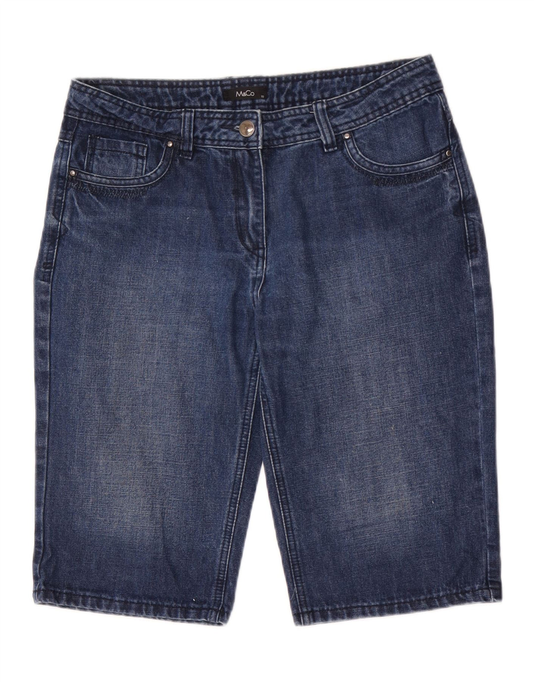 M&CO Short en jean pour femme US 10 Large W32 Bleu Coton