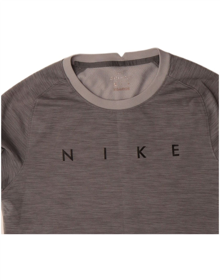 NIKE T-shirt Dri Fit Graphic pour hommes, petit, gris, color block, en polyester