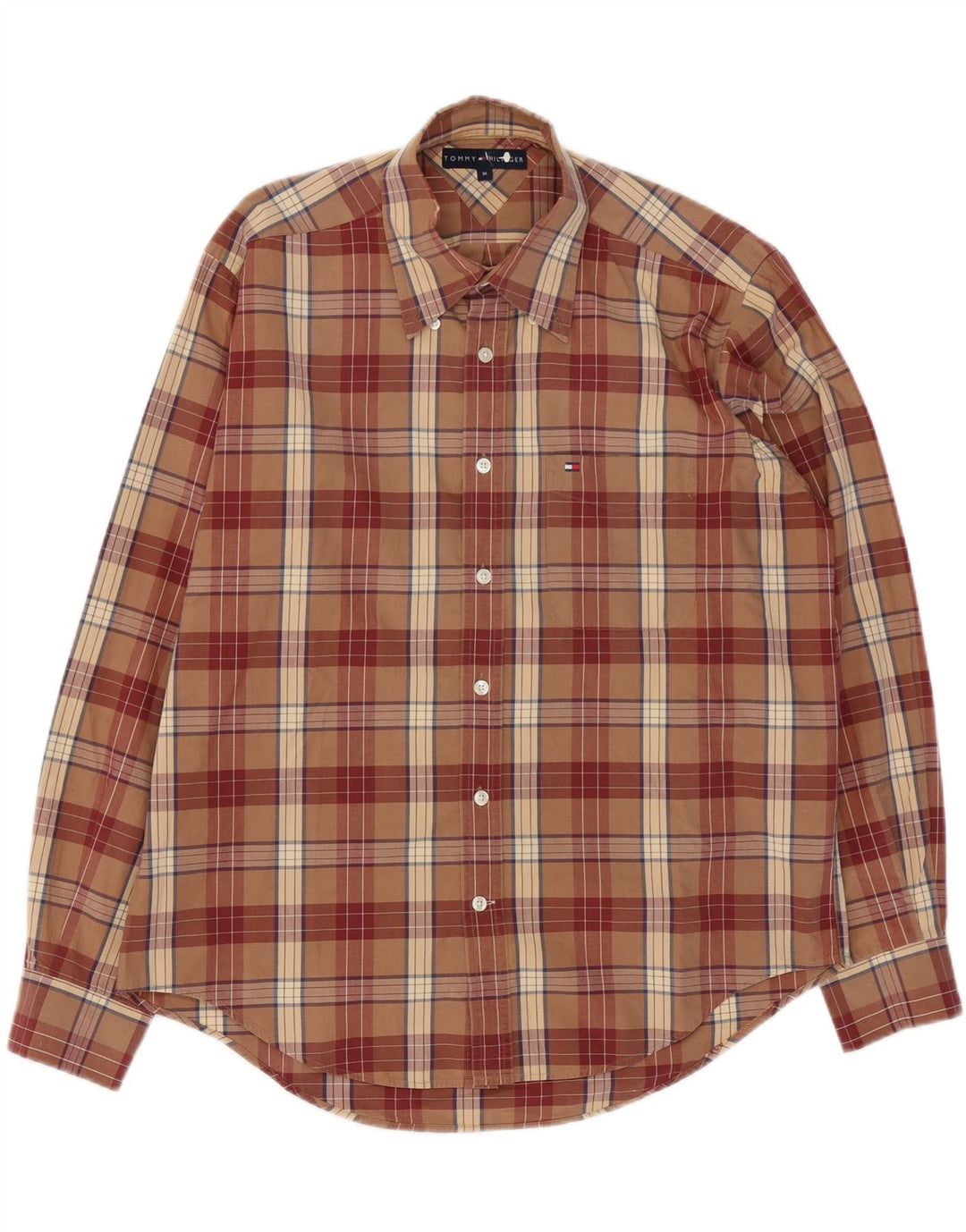 Tommy Hilfiger Chemise Homme Marron Moyen Carreaux Coton