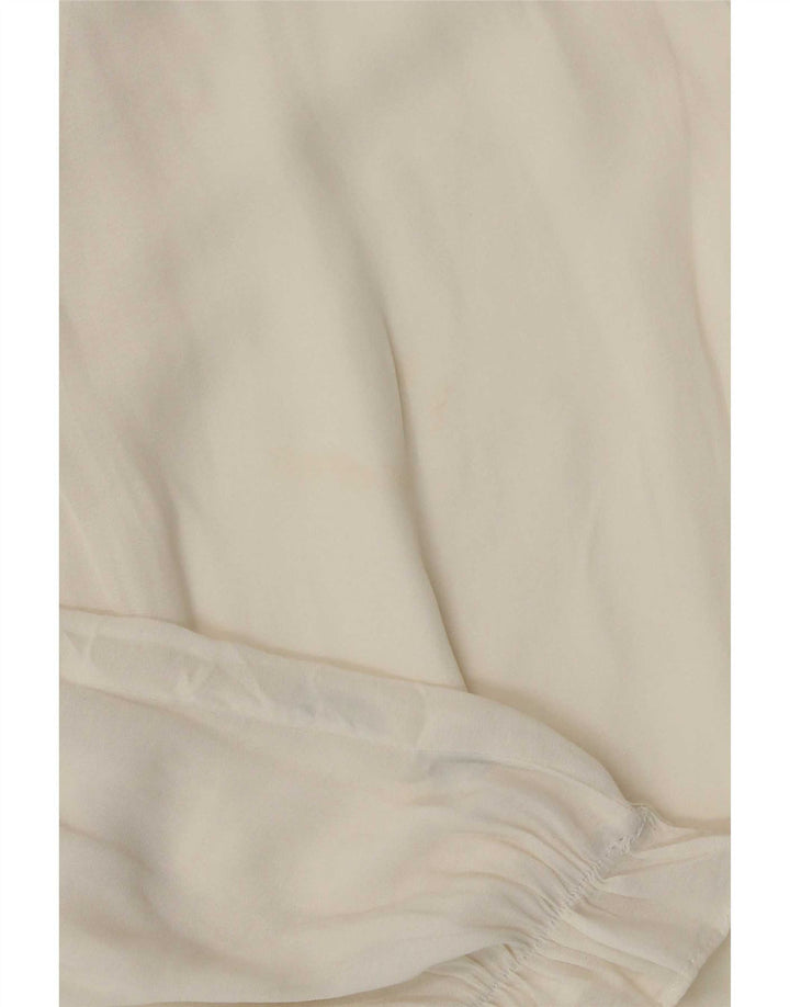 Zara Chemisier à manches longues pour femme UK 10 Petit polyester blanc cassé
