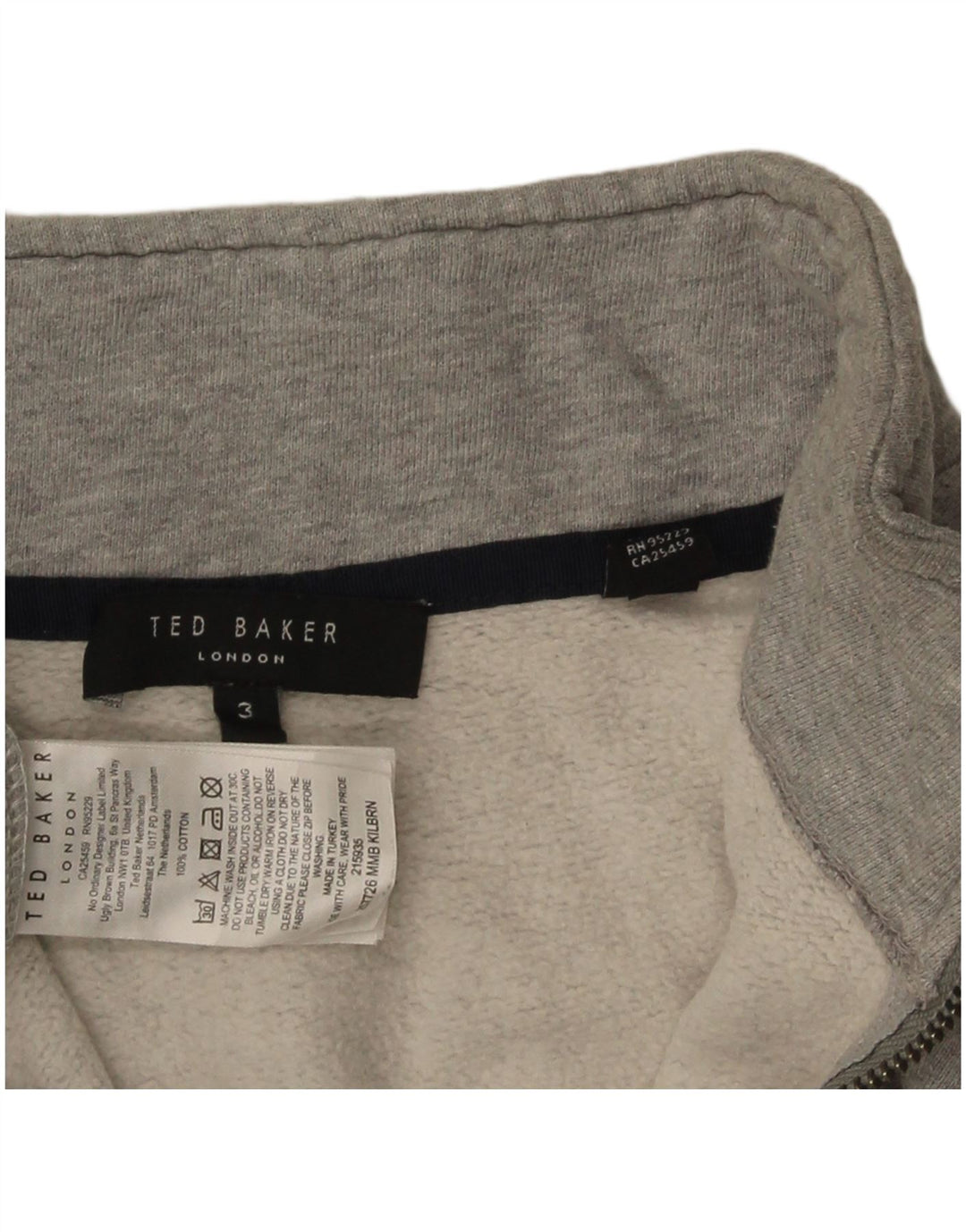 Ted Baker Sweat-shirt à col zippé pour femme Taille 3 Coton gris moyen