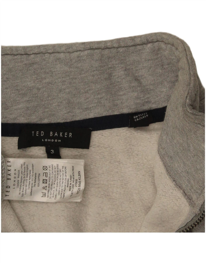 Ted Baker Sweat-shirt à col zippé pour femme Taille 3 Coton gris moyen