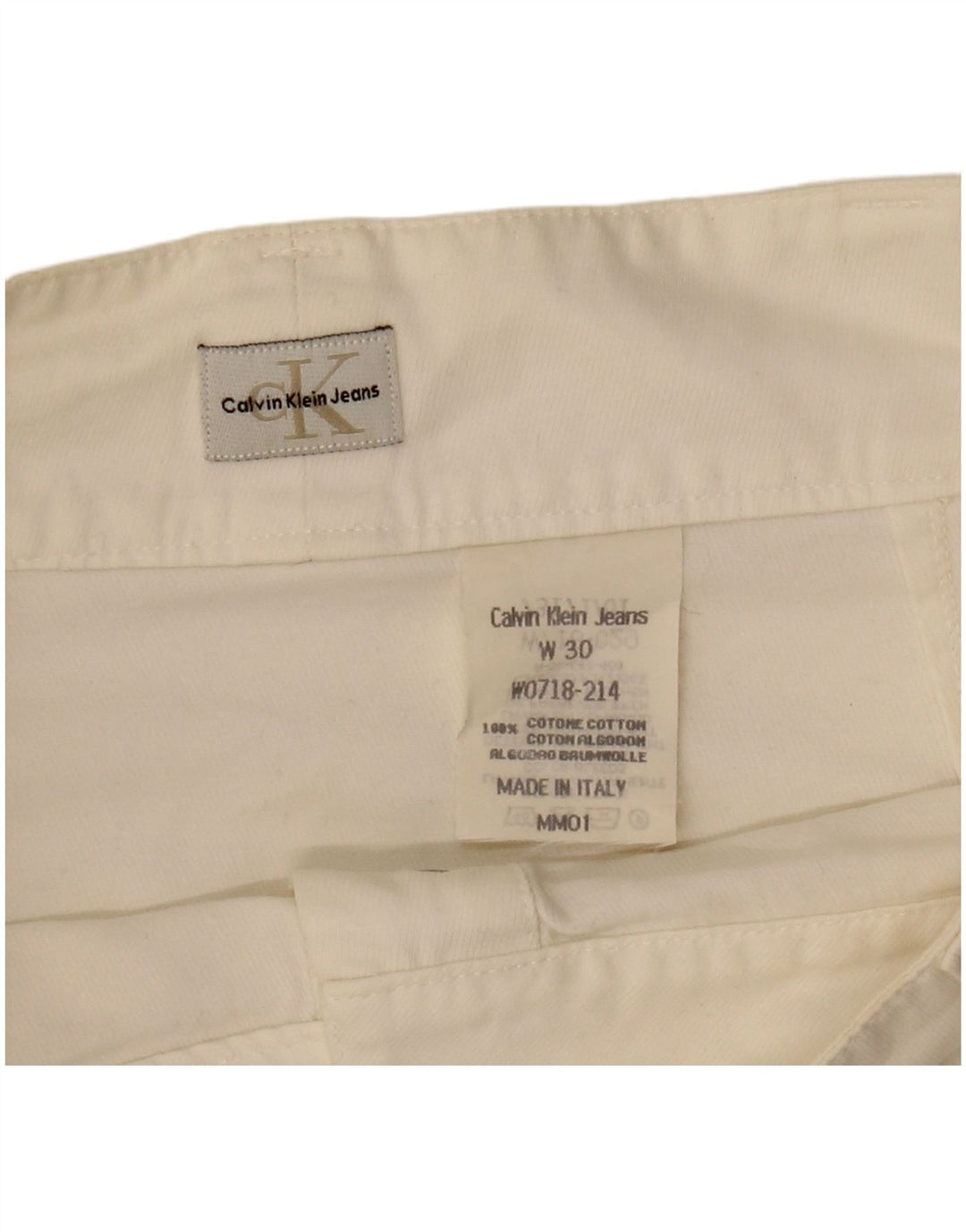 CALVIN KLEIN Femme Mini-Jupe W30 Medium Off White Coton