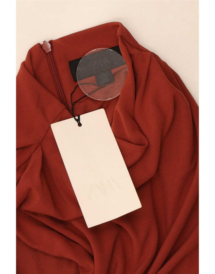 Zara Robe longue sans manches pour femme UK 10 Petit Rouge