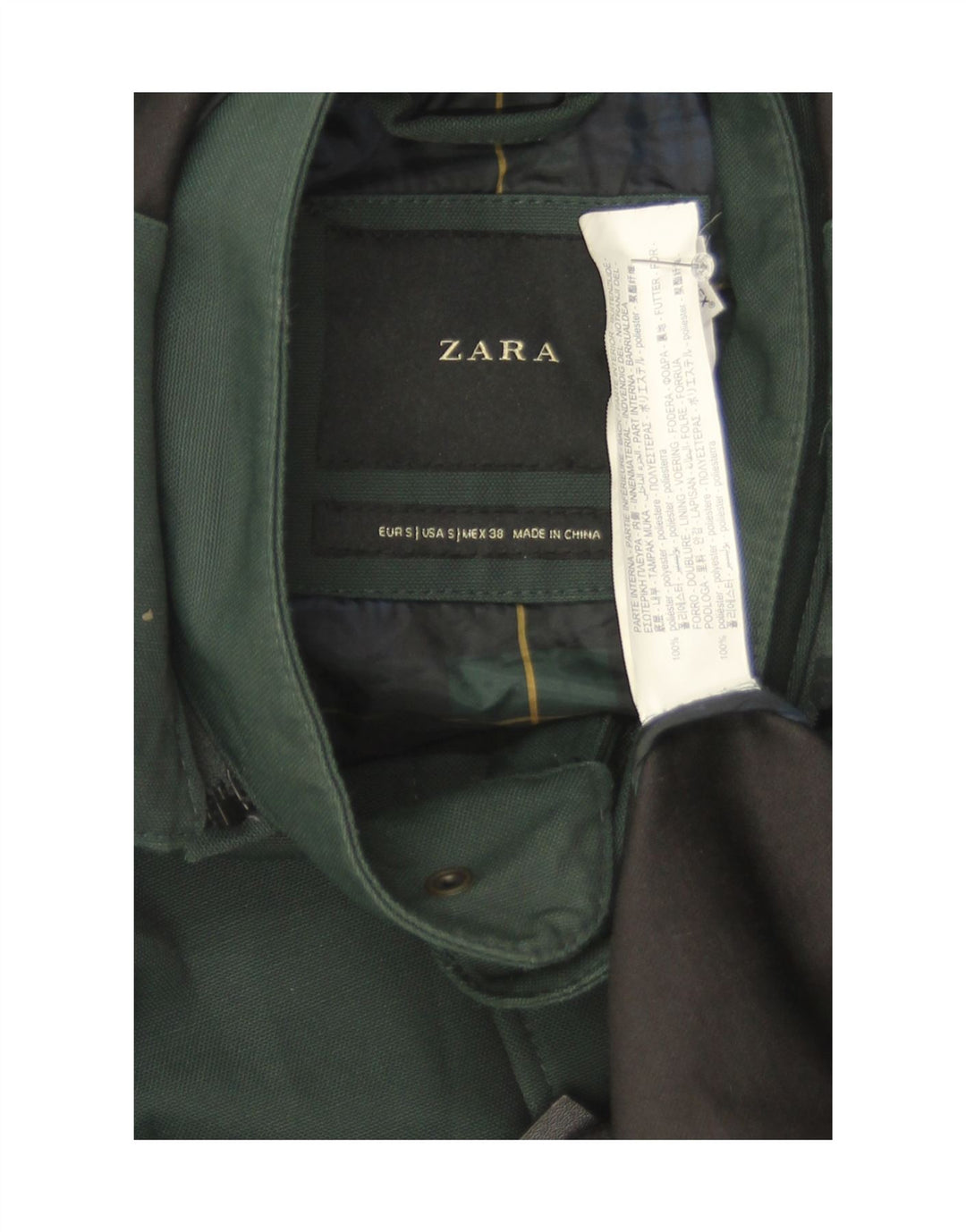 Zara Parka à capuche pour homme UK 36 Small Vert