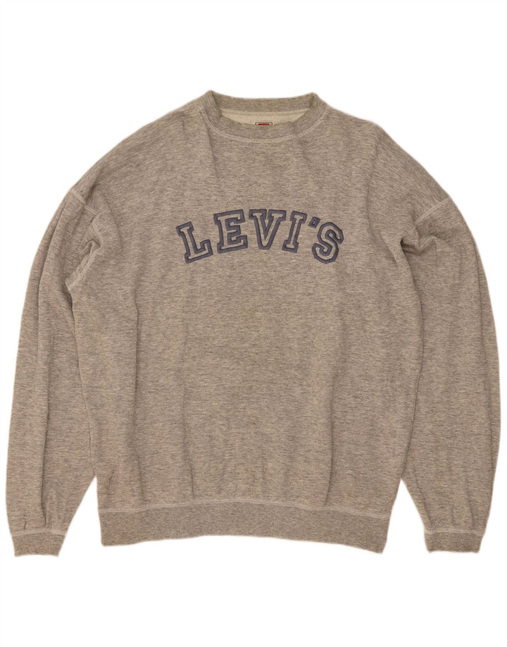 Levi's Graphic Sweatshirt Jumper XL Homme Gris Moucheté Coton