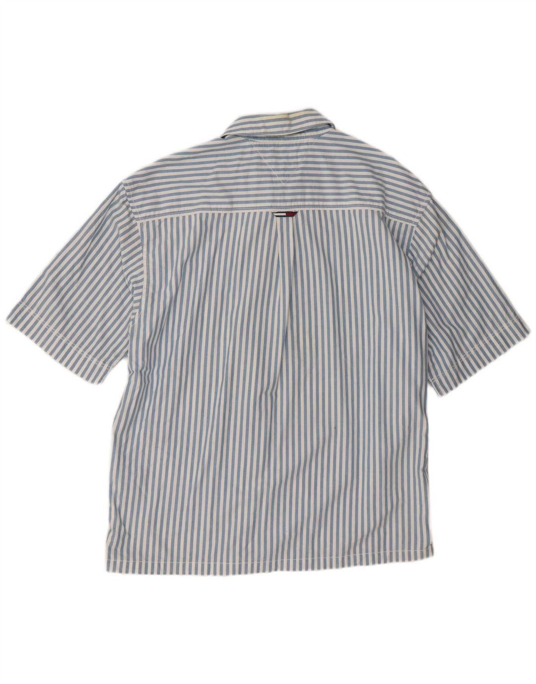Tommy Hilfiger Chemise à manches courtes pour homme en coton rayé bleu moyen