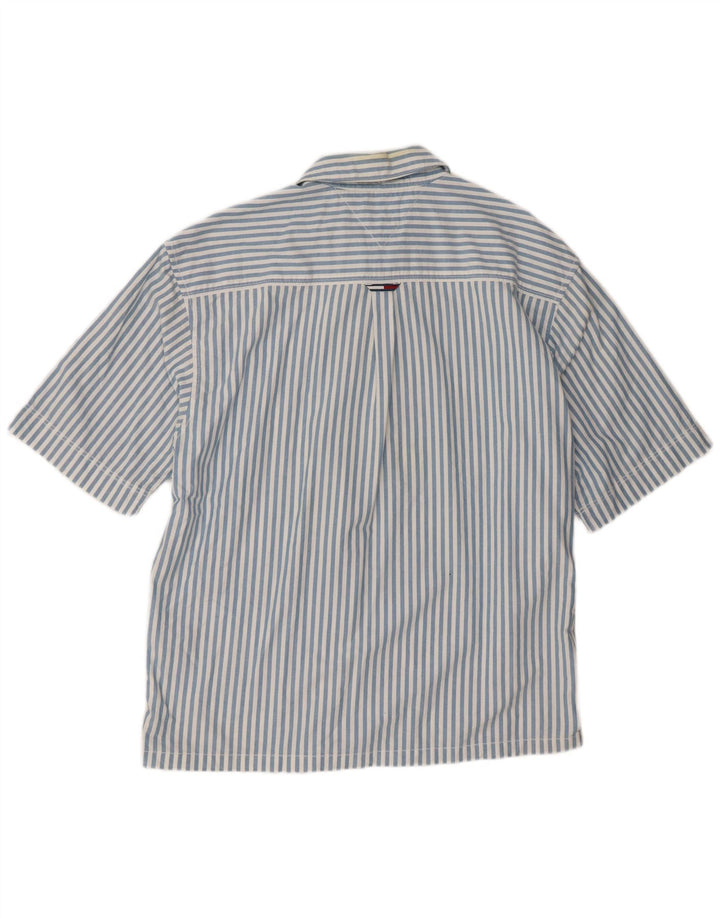 Tommy Hilfiger Chemise à manches courtes pour homme en coton rayé bleu moyen