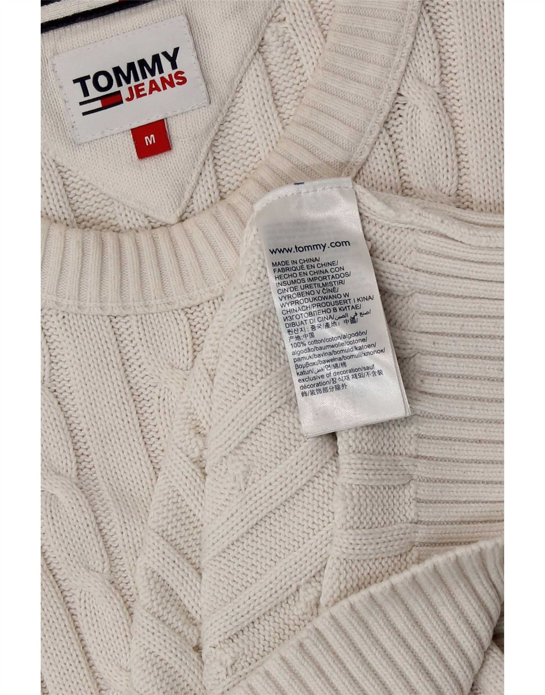 Tommy Hilfiger Pull à col rond pour homme en coton blanc moyen