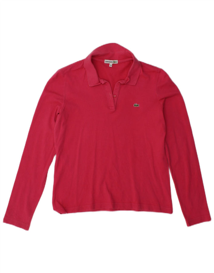 LACOSTE Womens Long Sleeve Polo Shirt Size 38 Medium Pink Cotton