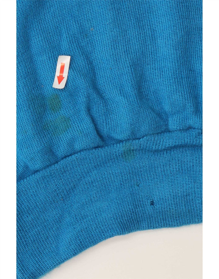 vintage Femmes Roll Neck Jumper Pull UK 14 Bleu Moyen