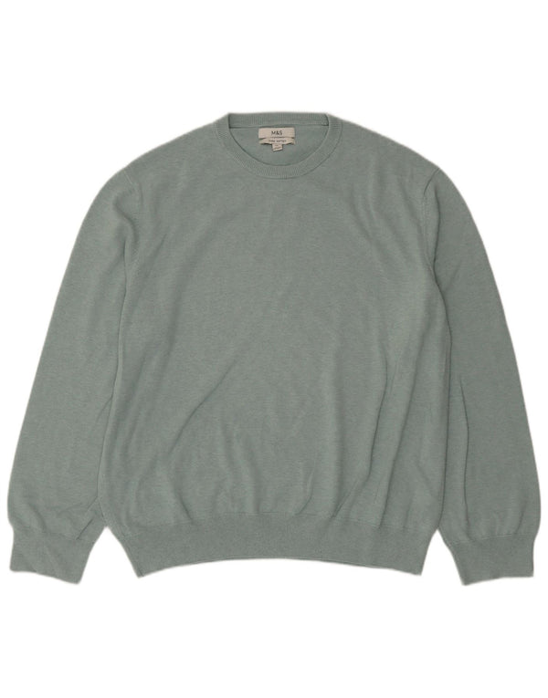 MARKS & SPENCER Pull à col rond pour homme en coton vert 2XL