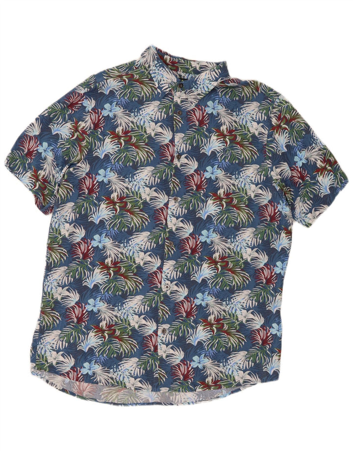 Mistral Chemise à Manches Courtes Homme IT 48 Bleu Moyen Floral Viscose