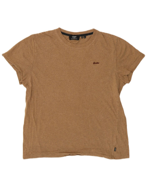 SUPERDRY T-Shirt Femme Top UK 18 XL Beige Coton