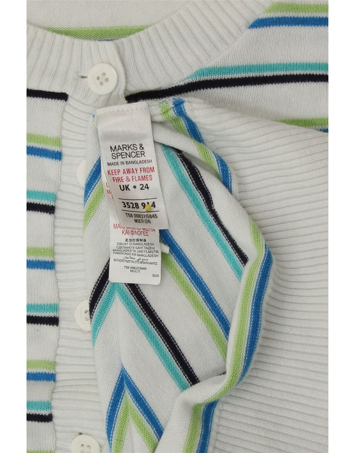 Marks & Spencer Pull Cardigan Femme UK 24 4XL Rayé Multicolore