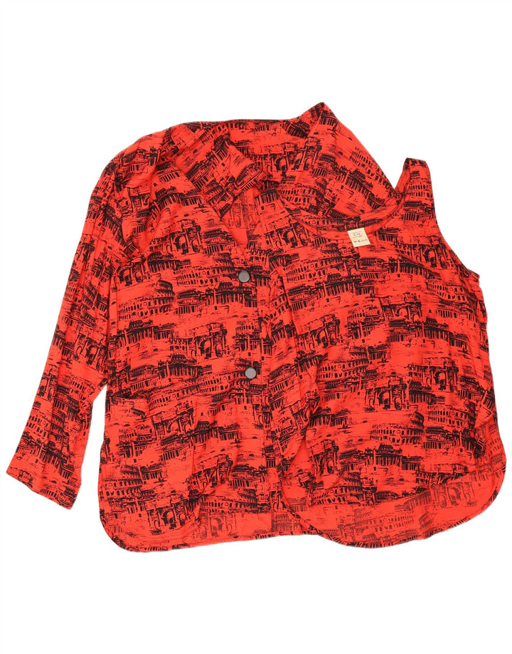 vintage Femme Graphique Surdimensionné 2 Pièces Ensemble IT 46 Grande Viscose Rouge