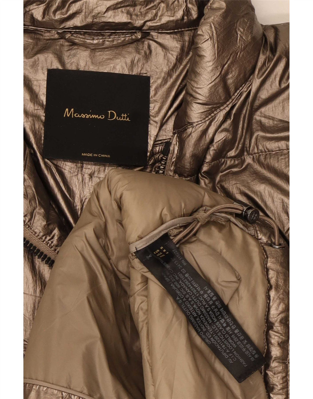 Massimo Dutti Veste matelassée pour femme UK 14 Medium Doré Polyester