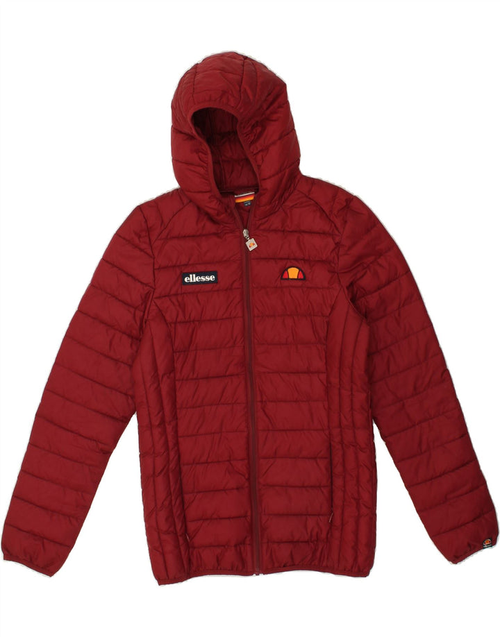 ELLESSE Womens Hooded Padded Jacket UK 10 Small Burgundy Polyester Vintage Ellesse and Second-Hand Ellesse from Messina Hembry 