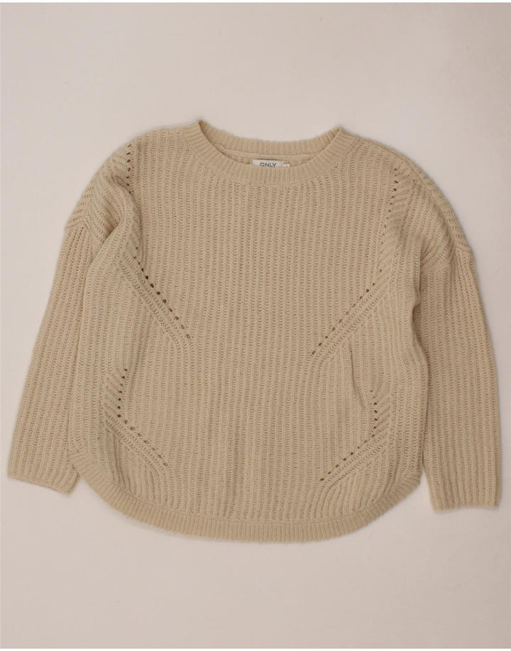 ONLY Womens Boat Neck Jumper Sweater UK 14 Medium Off White Vintage Only and Second-Hand Only from Messina Hembry 