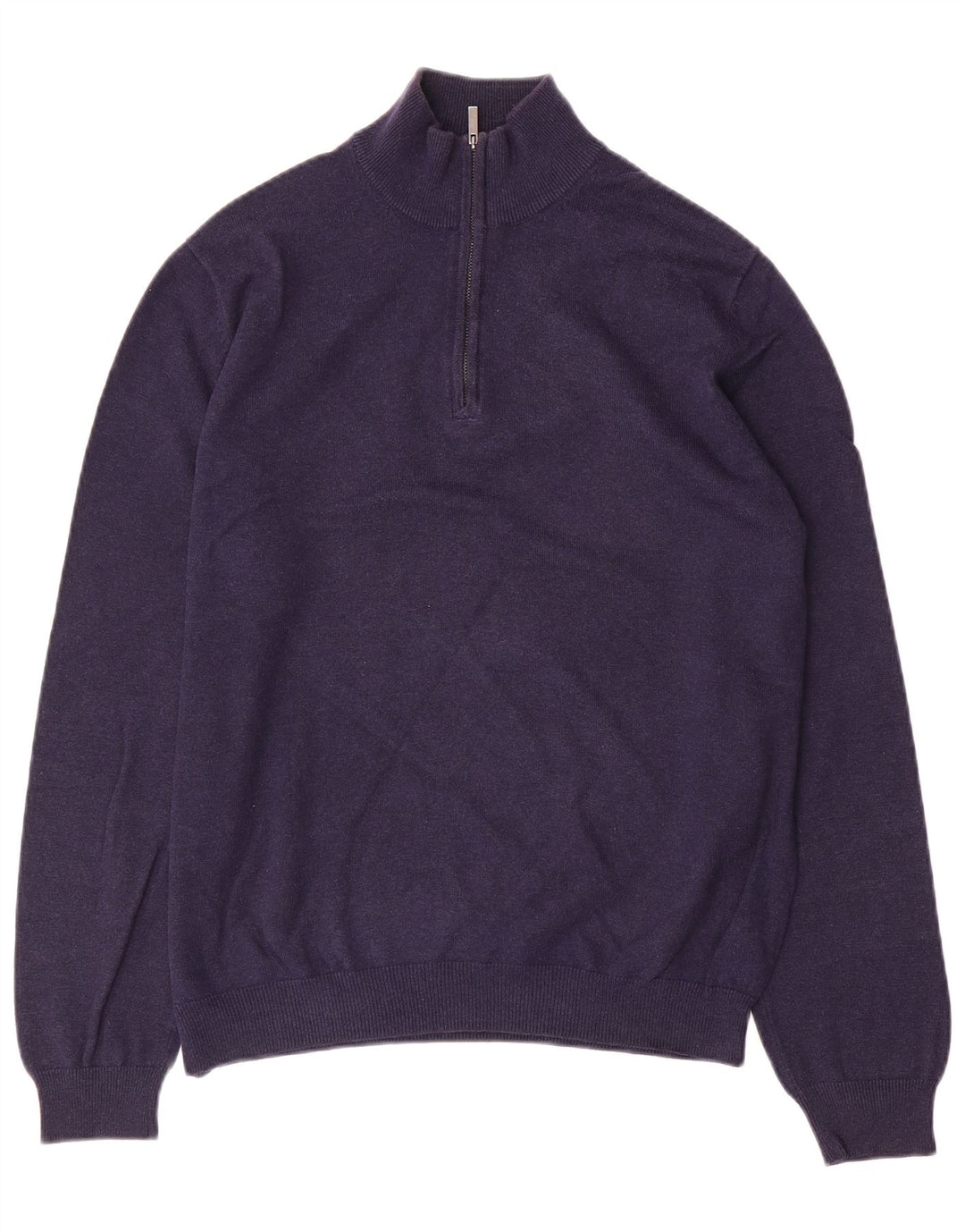 Massimo Dutti Pull Col Zippé Homme Bleu Marine Moyen Coton