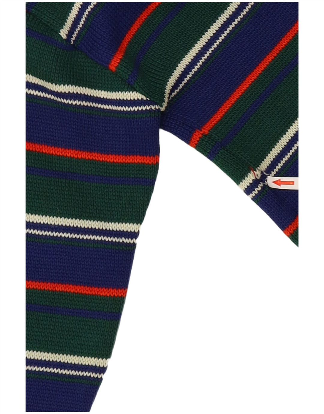 vintage Femme Turtle Neck Jumper Pull IT 42 Moyen Vert Rayé