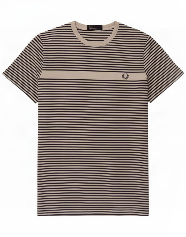Fred Perry T-shirt pour homme en coton à fines rayures blanches