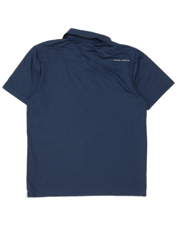 Under Armour Mens Heat Gear Polo Shirt Large Navy Blue Polyester