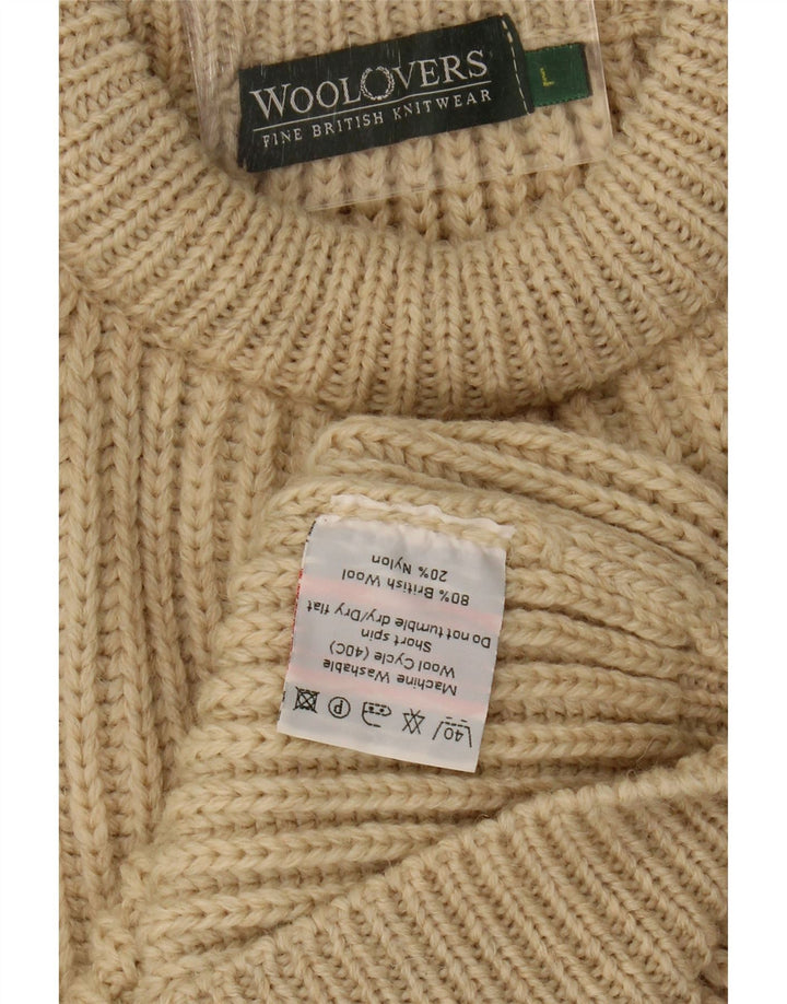 WoolOvers Pull à col rond pour femme UK 16 Large Beige Laine