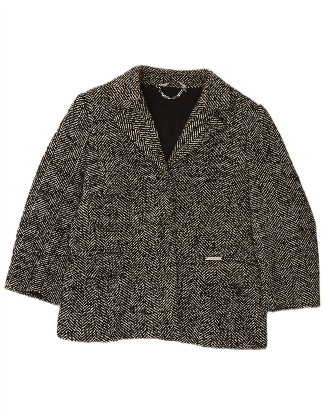 Liu Jo Veste Blazer à Manches 3/4 pour Femme UK 14 Gris Moyen à Chevrons