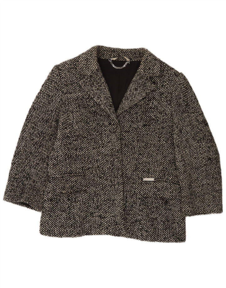 Liu Jo Veste Blazer à Manches 3/4 pour Femme UK 14 Gris Moyen à Chevrons