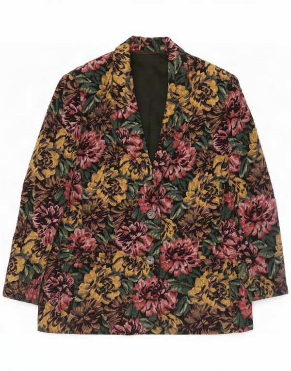 Vintage Womens 2 Button Blazer Jacket UK 12 Medium Multicolore Floral