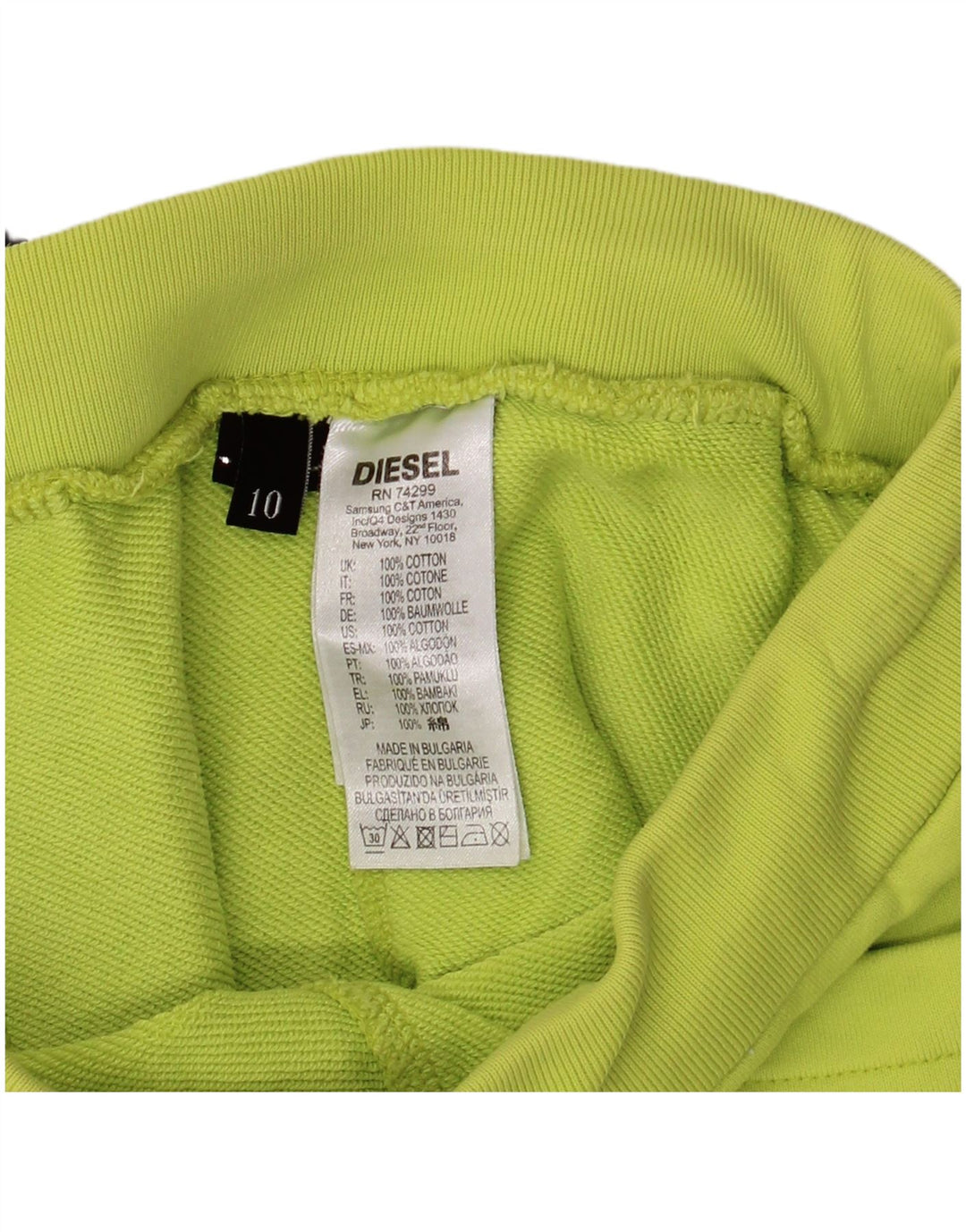 Diesel Short de Sport Garçon 9-10 Ans Coton Vert