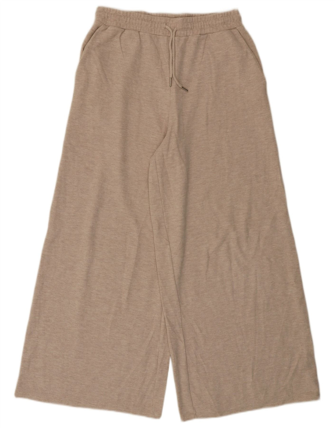 Zara Pantalon de survêtement large pour femme UK 12 Polyester beige moyen