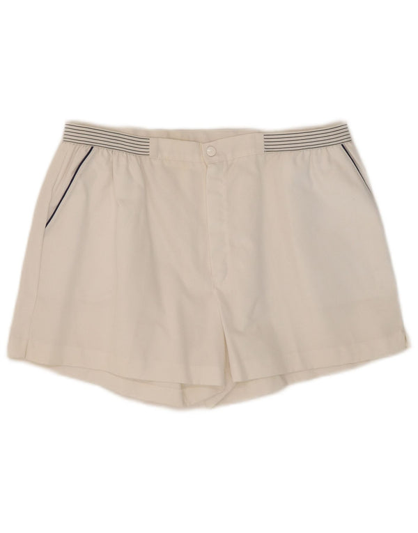 vintage Mens Casual Shorts W32 Moyen Blanc Rayé Coton