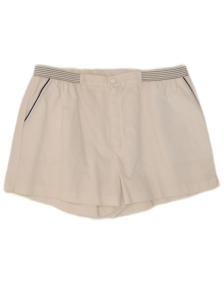 vintage Mens Casual Shorts W32 Moyen Blanc Rayé Coton