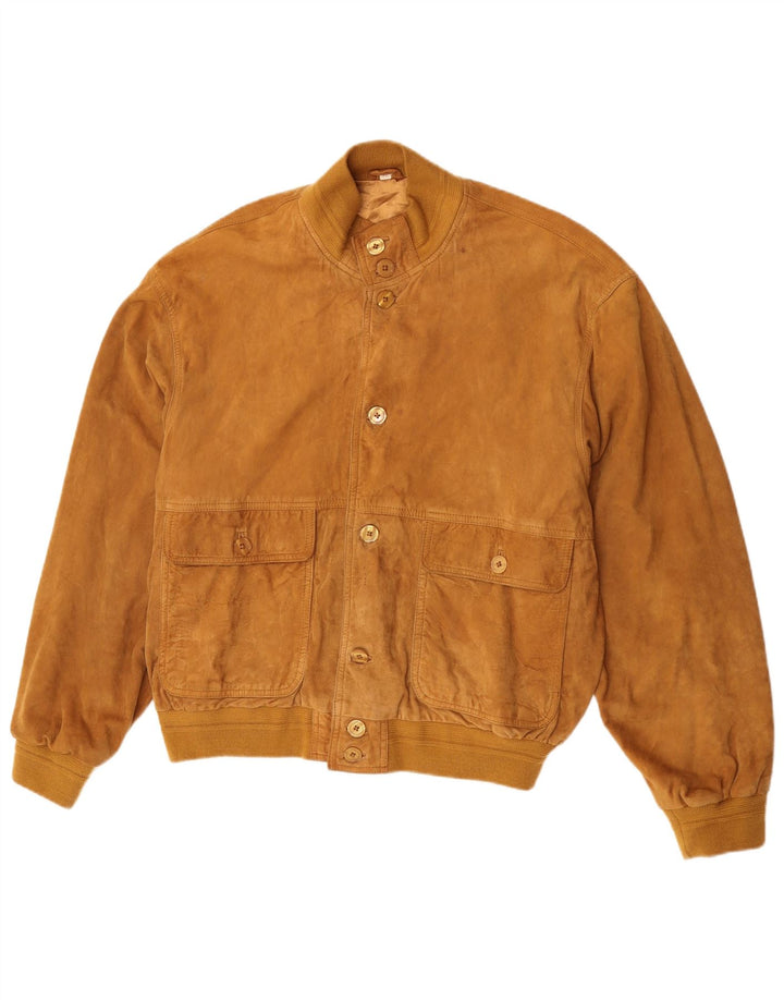 Veste Bomber En Daim Vintage Homme IT 52 XL Cuir Marron