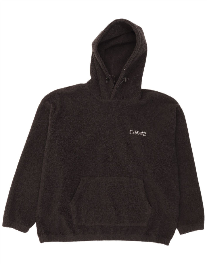 LEVI'S Pull polaire à capuche décontracté pour homme, grand, noir, polyester