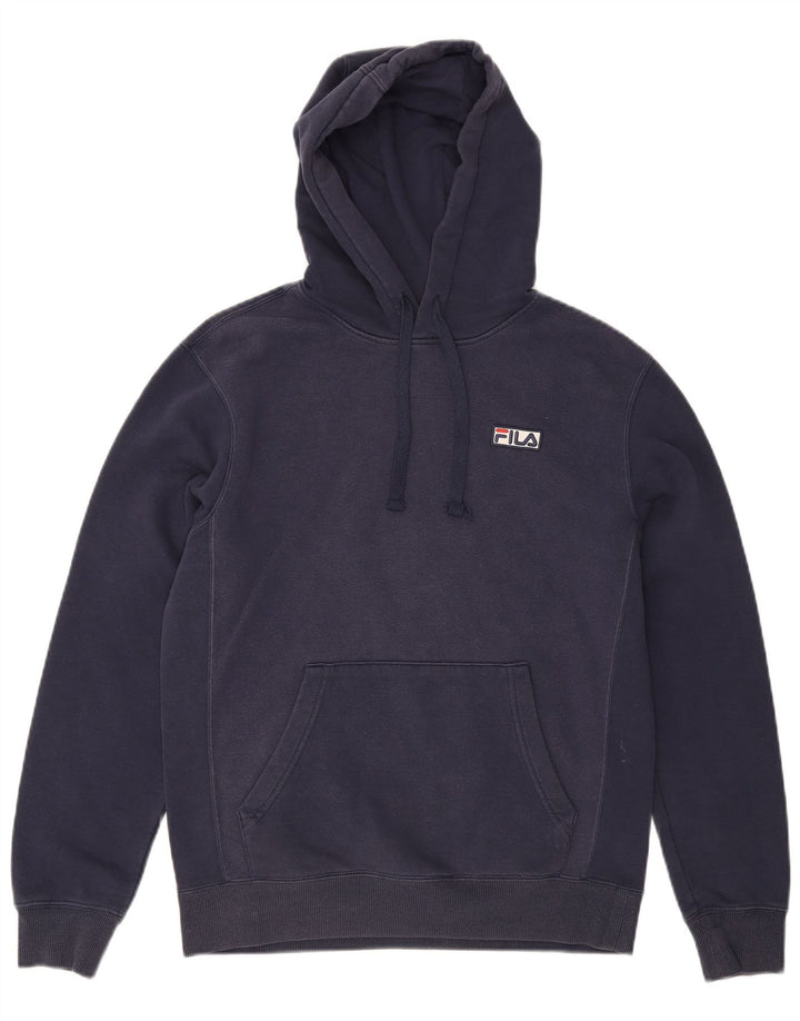 FILA Mens Hoodie Jumper Small Navy Blue Cotton