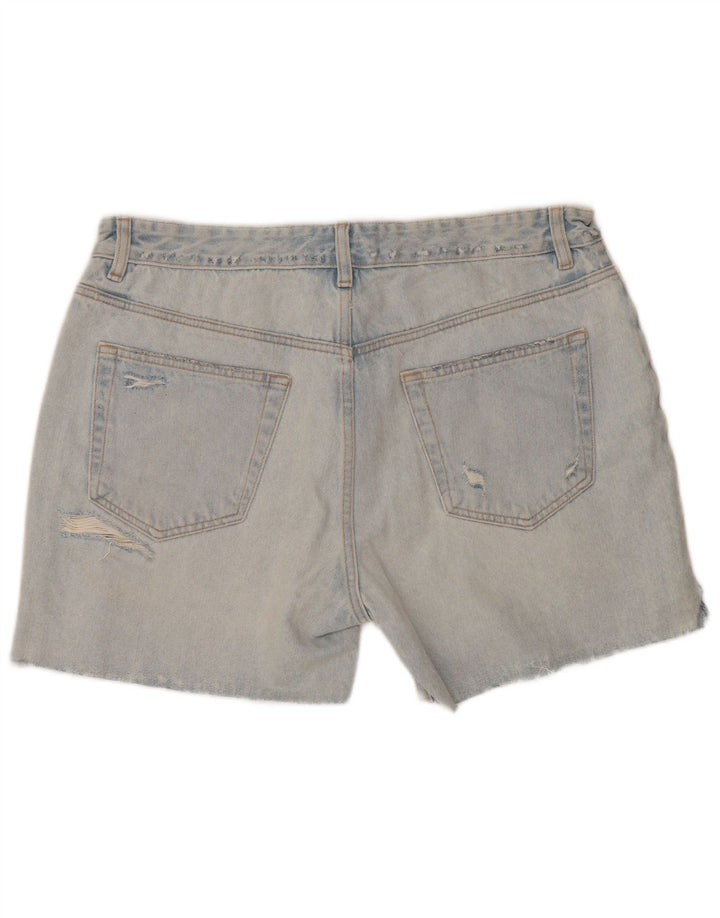 Zara Short en jean vieilli pour femme EU 46 XL W36 Bleu