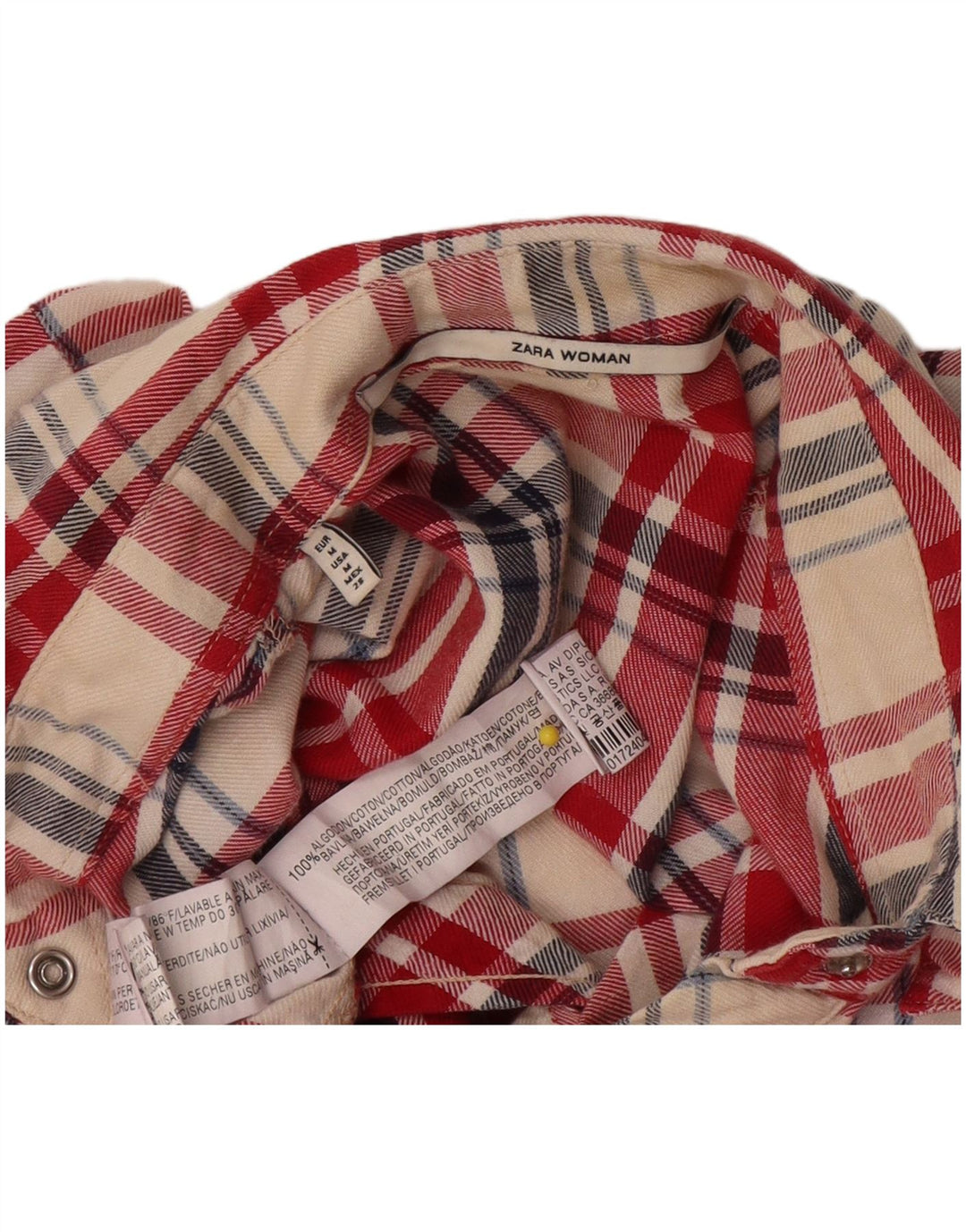 Zara Chemise en flanelle pour femme UK 14 Coton à carreaux rouge moyen