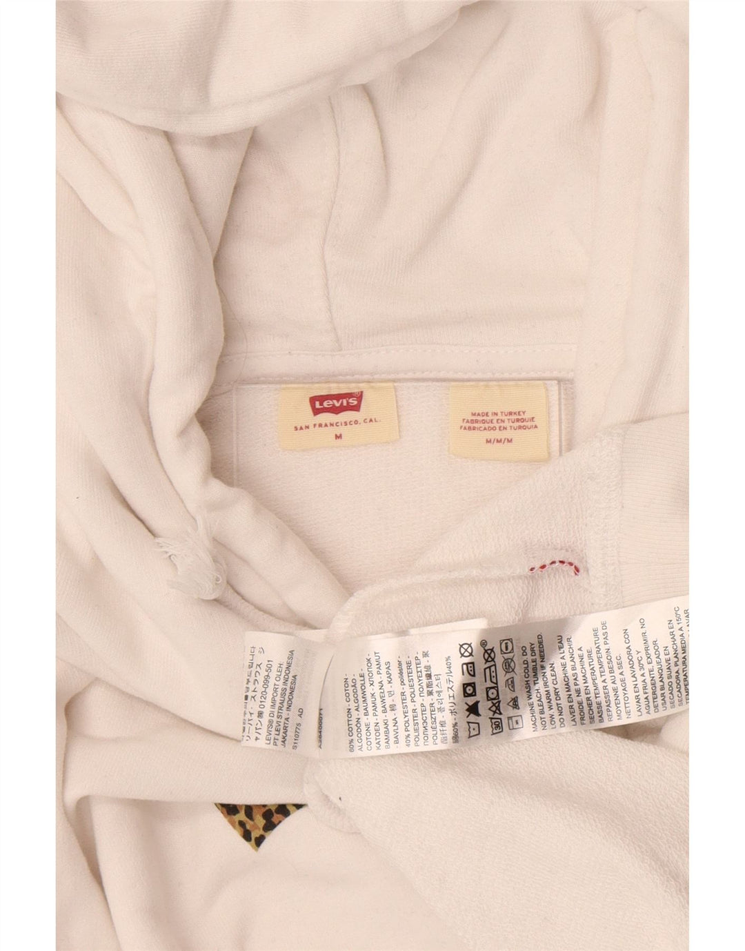 Levi's Pull à Capuche Oversize Femme UK 44 Coton Blanc Moyen