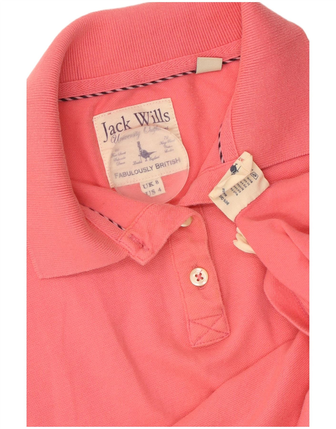 JACK WILLS Polo Femme UK 8 Petit Rose Coton